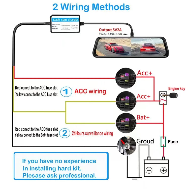 Mirrortek Hardwire Kit — 24H Parking Mode